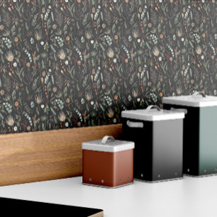  Watercolor botanical floral black, green modern Ceramic Tile