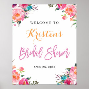 Watercolor Botanical Floral Bridal Shower Sign