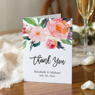 Watercolor Botanical Floral Calligraphy Thank You Card