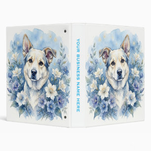 Watercolor Botanical Floral Dog Portrait 3 Ring Binder