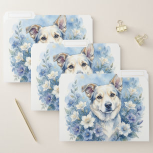 Watercolor Botanical Floral Dog Portrait File Folder