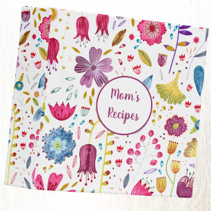 Watercolor Botanical Floral Hedgerow Custom Text 3 Ring Binder