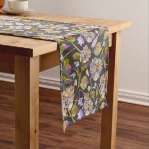 Watercolor Botanical Floral Leaf Boho Short Table Runner