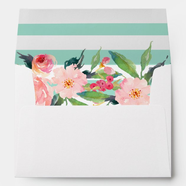 Watercolor Botanical Floral Mini Stripes For 5x7 Envelope