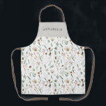 Watercolor botanical floral moody black modern apron<br><div class="desc">Watercolor botanical floral moody black modern personalized apron gift. Elegant classy on trend design.</div>