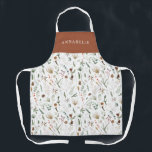 Watercolor botanical floral moody terracotta chic apron<br><div class="desc">Watercolor botanical floral moody black,  rust,  terracotta modern personalized apron gift. Elegant classy on trend design.</div>
