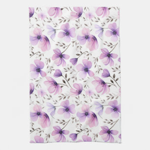 Watercolor Botanical Floral Pattern Kitchen Towel