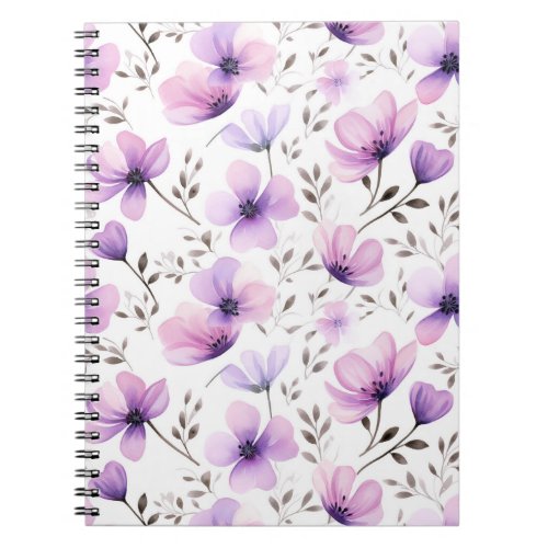 Watercolor Botanical Floral Pattern Notebook