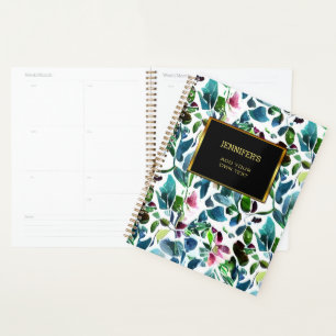 Watercolor botanical floral pattern personal planner