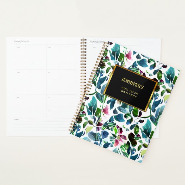 Watercolor botanical floral pattern personal planner (Display)