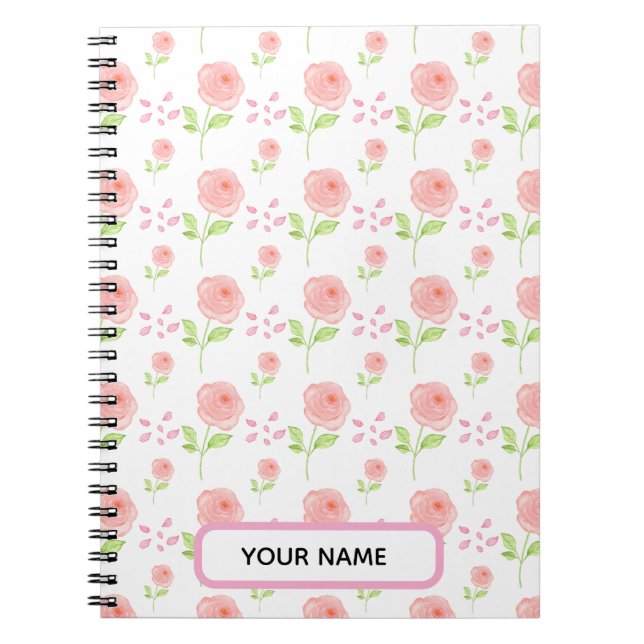 Watercolor Botanical  Floral Pattern Planner Notebook (Front)