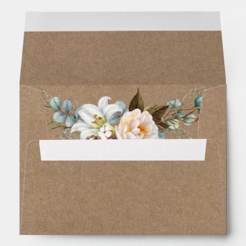 Watercolor Botanical Floral Wedding Kraft Envelope