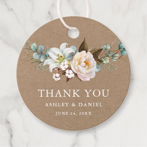 Watercolor Botanical Floral Wedding Kraft Favor Tags