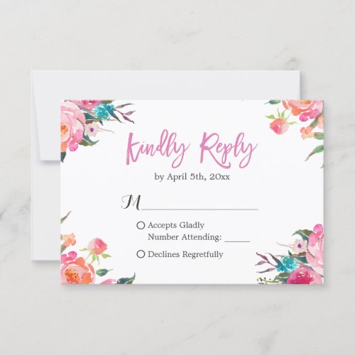 Watercolor Botanical Floral Wedding RSVP Response