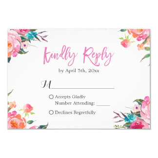 Watercolor Botanical Floral Wedding RSVP Response Card