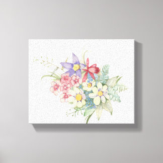 Watercolor botanical flowers , vintage canvas print