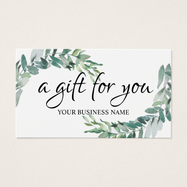 Watercolor botanical Foliage Gift Certificate (Front)