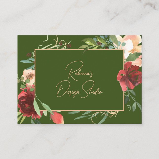 Watercolor Botanical Frame Business Card (Front)