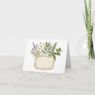 Watercolor Botanical Frame with Fresh Culinary Thank You Card