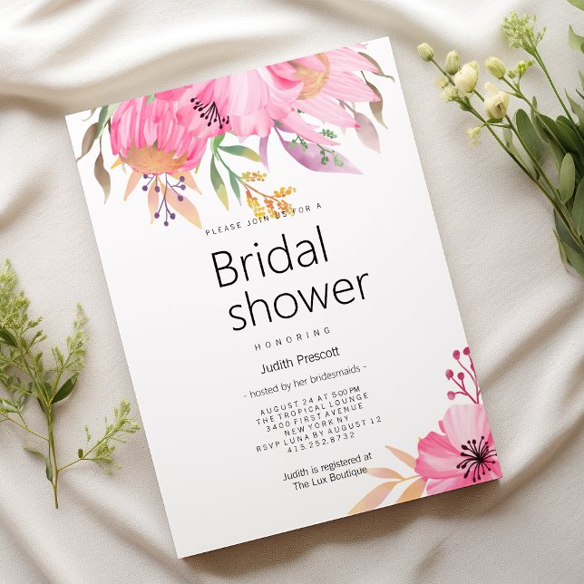 Watercolor botanical garden floral Bridal Shower Invitation (Watercolor botanical garden floral Bridal Shower)