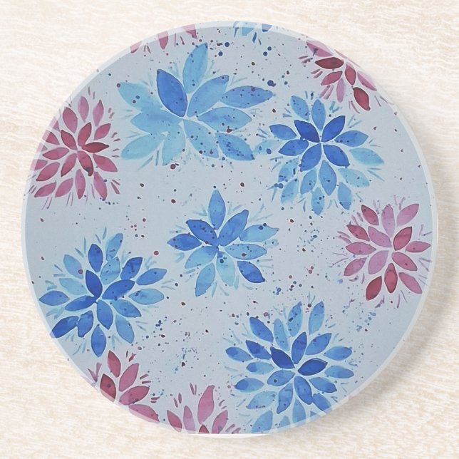 Watercolor Botanical Garden Floral Coaster (Front)