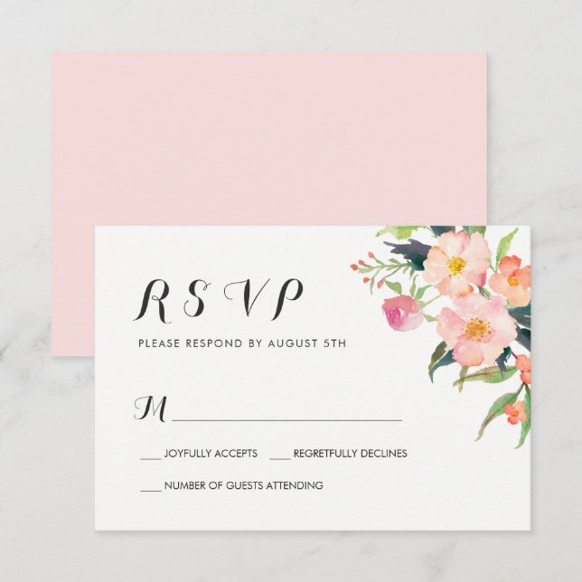 Watercolor Botanical Garden Floral RSVP Response (Front/Back)