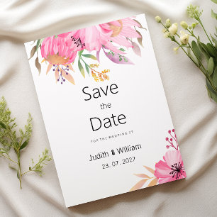 Watercolor botanical garden floral Save the Date Invitation