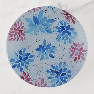 Watercolor Botanical Garden Floral Trinket Tray