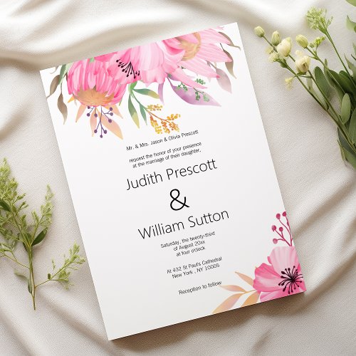 Watercolor botanical garden floral Wedding Invitation