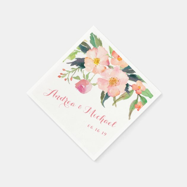 Watercolor Botanical Garden Floral Wedding Paper Napkin