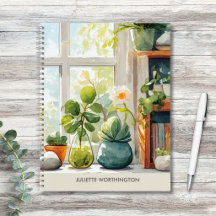 Watercolor Botanical Garden Personalized Notebook