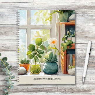 Watercolor Botanical Garden Personalized Notebook