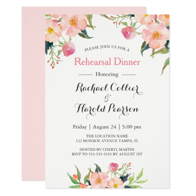Watercolor Botanical Garden Rehearsal Dinner Invitation