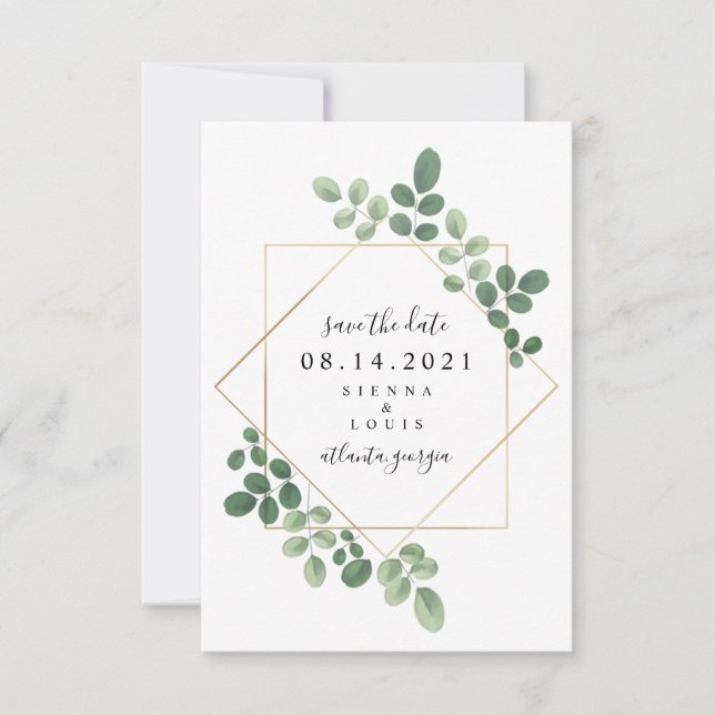 Watercolor Botanical Geometric Save The Date (Front)