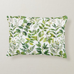Watercolor Botanical Green leaves Accent Pillow