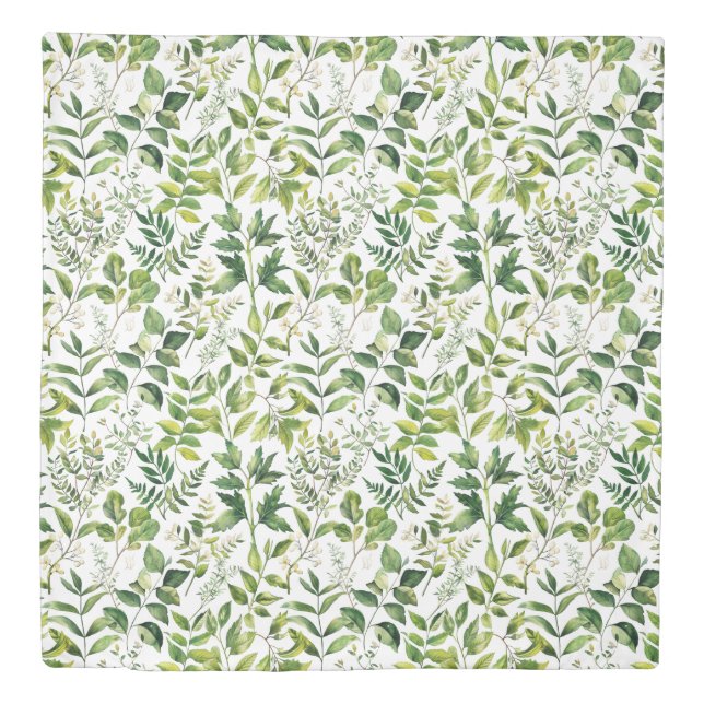 Watercolor Botanical Green leaves  Duvet Cover (Front)