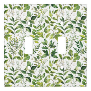 Watercolor Botanical Green leaves  Light Switch Cover