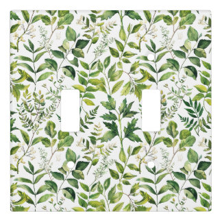 Watercolor Botanical Green leaves Light Switch Cover