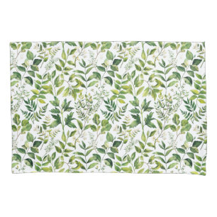 Watercolor Botanical Green leaves Pillow Case