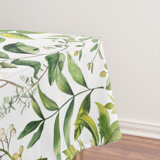 Watercolor Botanical Green leaves  Tablecloth (In Situ)