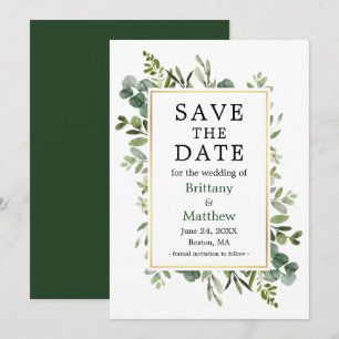 Watercolor Botanical Greenery Eucalyptus Leaves Save The Date