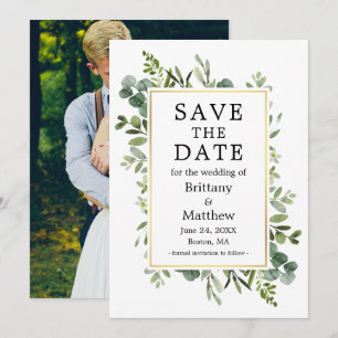 Watercolor Botanical Greenery Eucalyptus Photo Save The Date