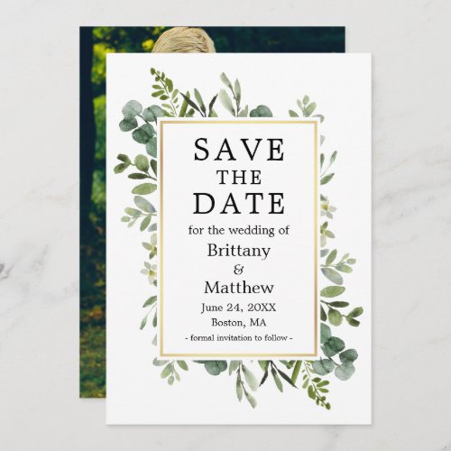 Watercolor Botanical Greenery Eucalyptus Photo Save The Date