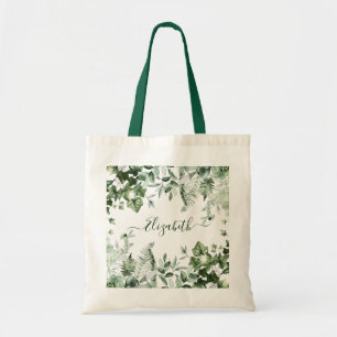 Watercolor Botanical Greenery Ivy Sage Ferns Tote Bag