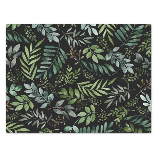 Watercolor Botanical Greenery leaves  Tissue Paper