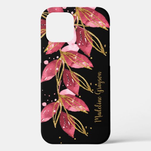 Watercolor Botanical Greenery Personalized Name iPhone 12 Case