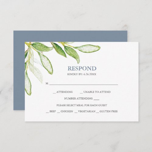Watercolor Botanical Greenery Reply RSVP Cards