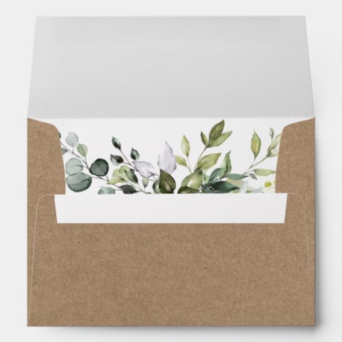 Watercolor Botanical Greenery Wedding Kraft Envelope