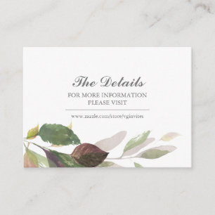 Watercolor Botanical Guest Details Insert
