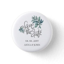 Watercolor Botanical Handwritten Save The Date Button
